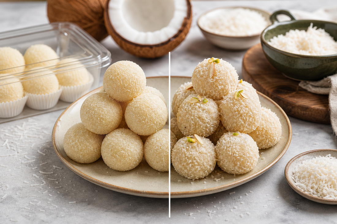 Coconut Laddoo compared: store-bought vs homemade